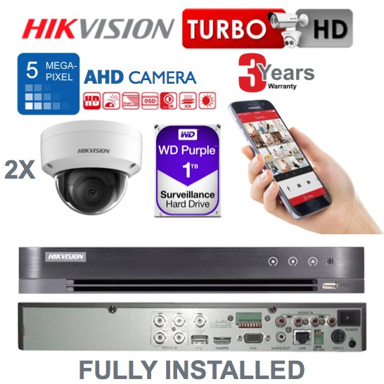 2 x Camera Hikvision 5MP AHD CCTV System Supply and Installed