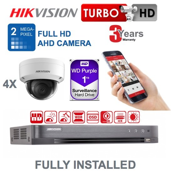 4 x Camera Hikvision 2MP AHD CCTV System Supply and Installed