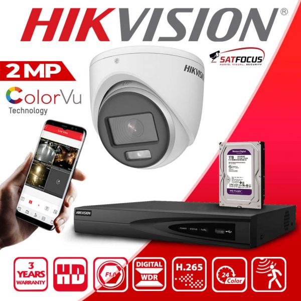 HIKVISION IP 2MP ColorVu CCTV Security Camera package